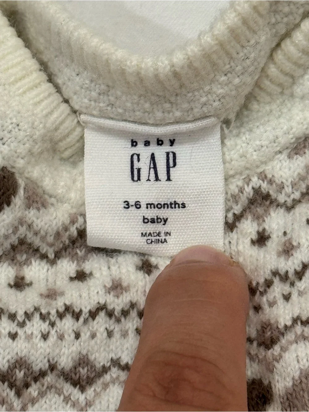 GAP Cream and Brown Fair Isle Knit one piece